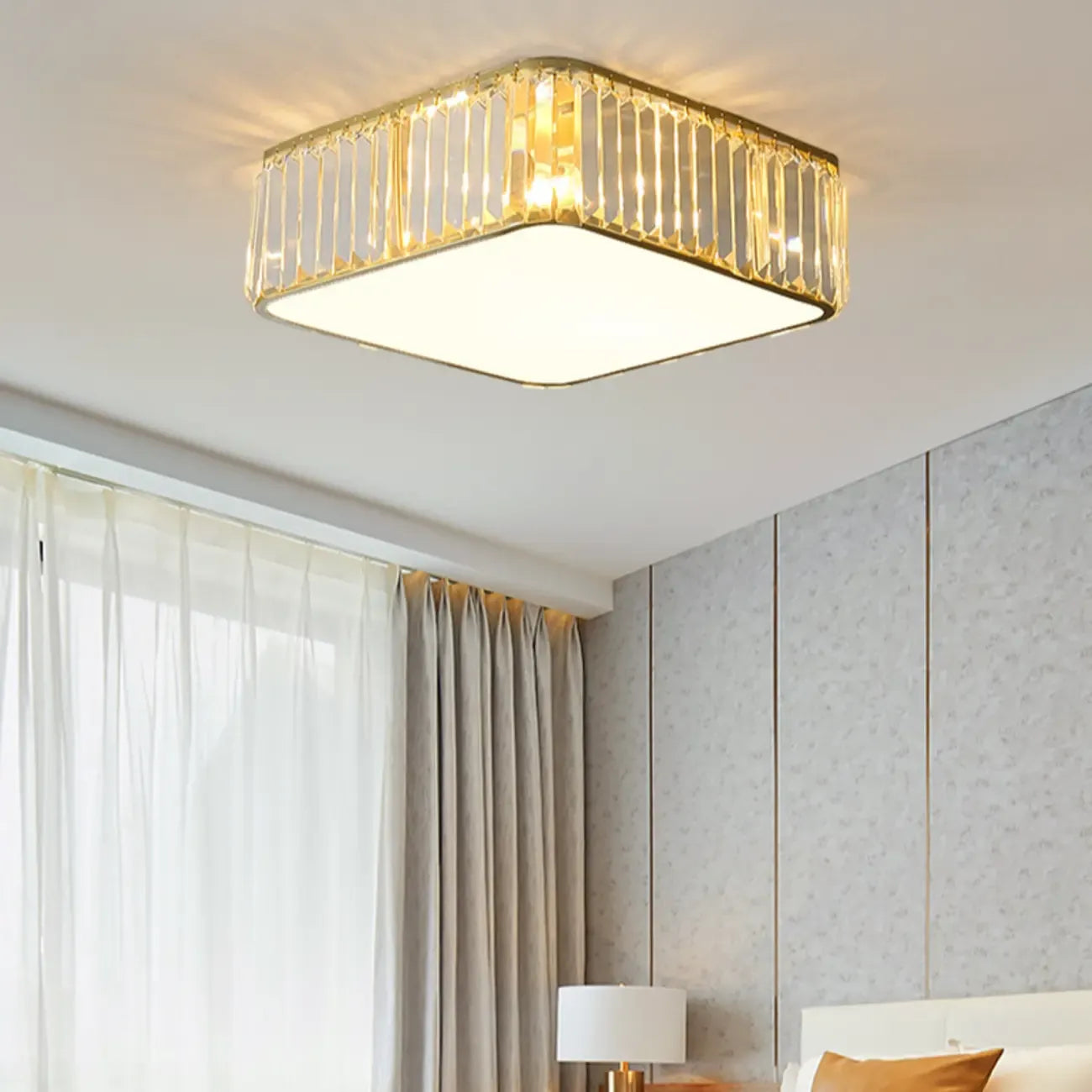 19 to 20 Inch Crystal Ceiling Light for Modern Living Room
