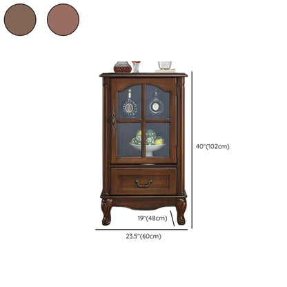 Rustic Wooden Interior Cabinet with Glass Display & Drawer