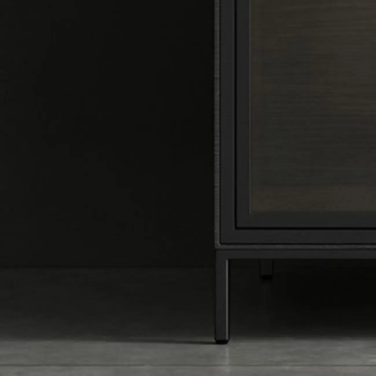 Modern Wooden Buffet Table with Stone Top and Storage