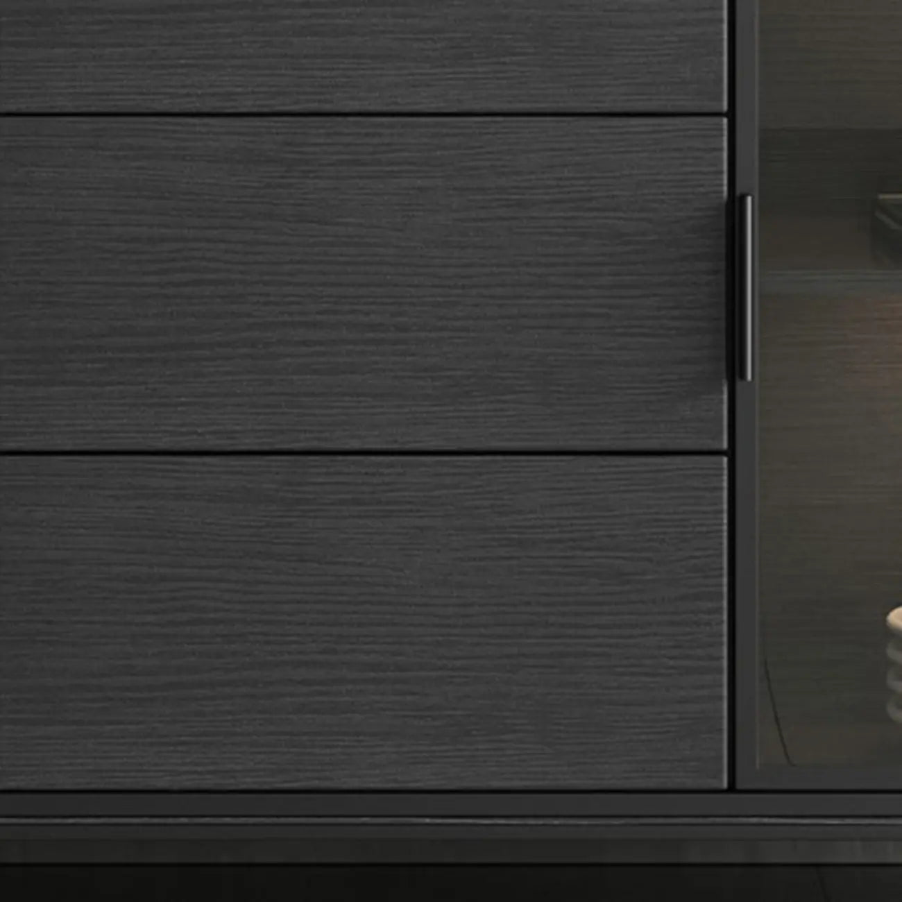 Modern Wooden Buffet Table with Stone Top and Storage