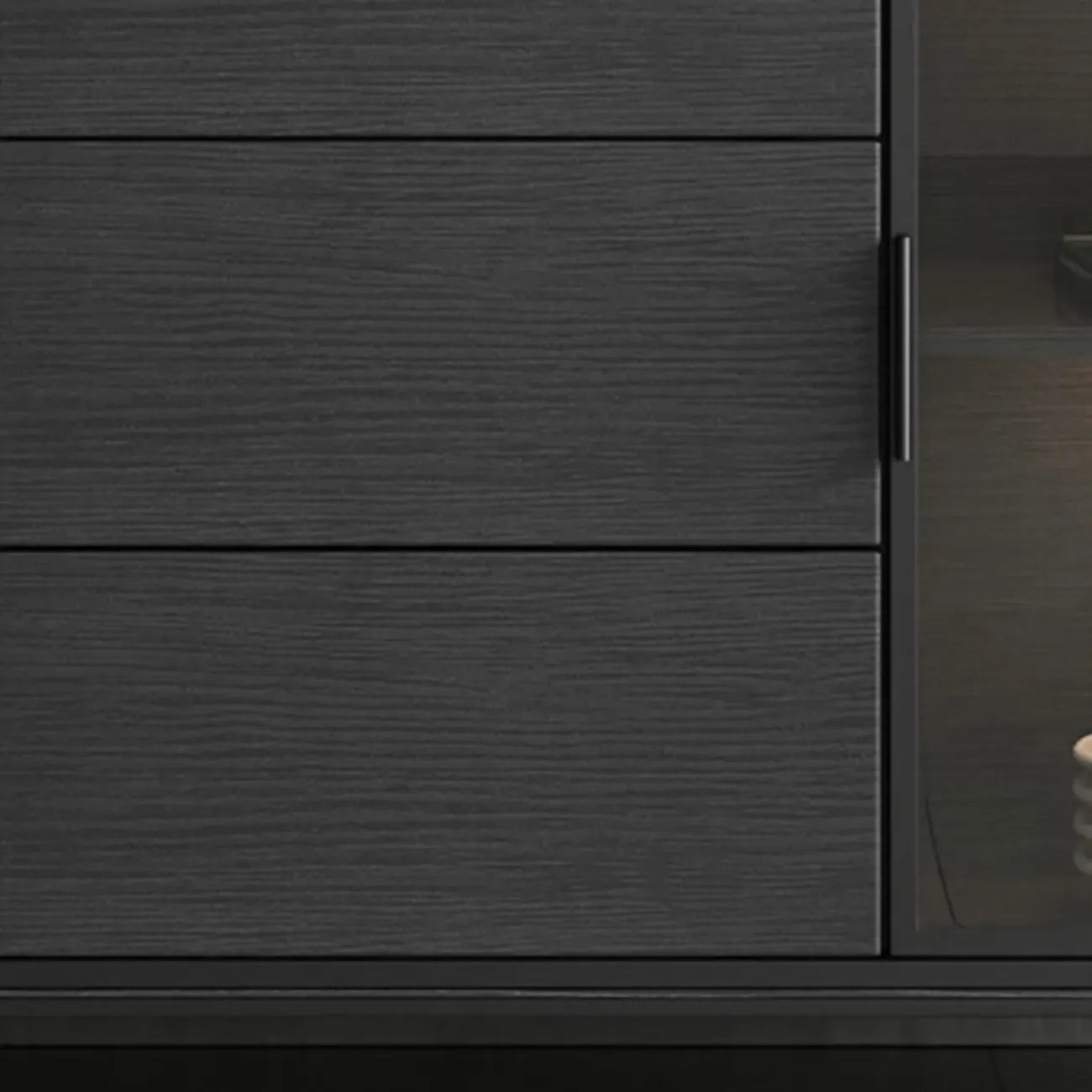 Modern Wooden Buffet Table with Stone Top and Storage