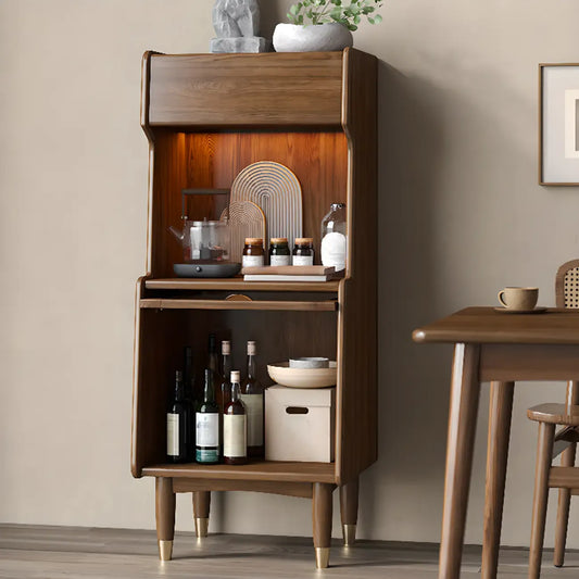 Modern Wooden Brown Wine Cabinet for Living Room Display