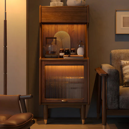 Modern Wooden Brown Wine Cabinet for Living Room Display