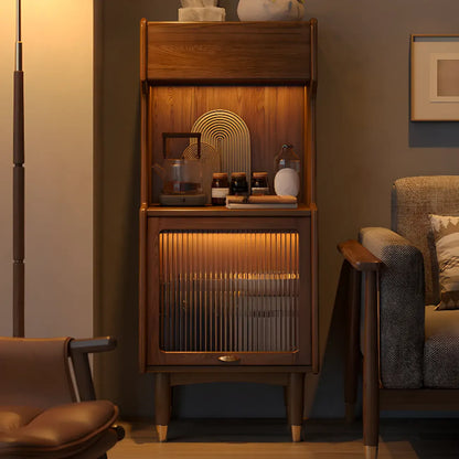 Modern Wooden Brown Wine Cabinet for Living Room Display