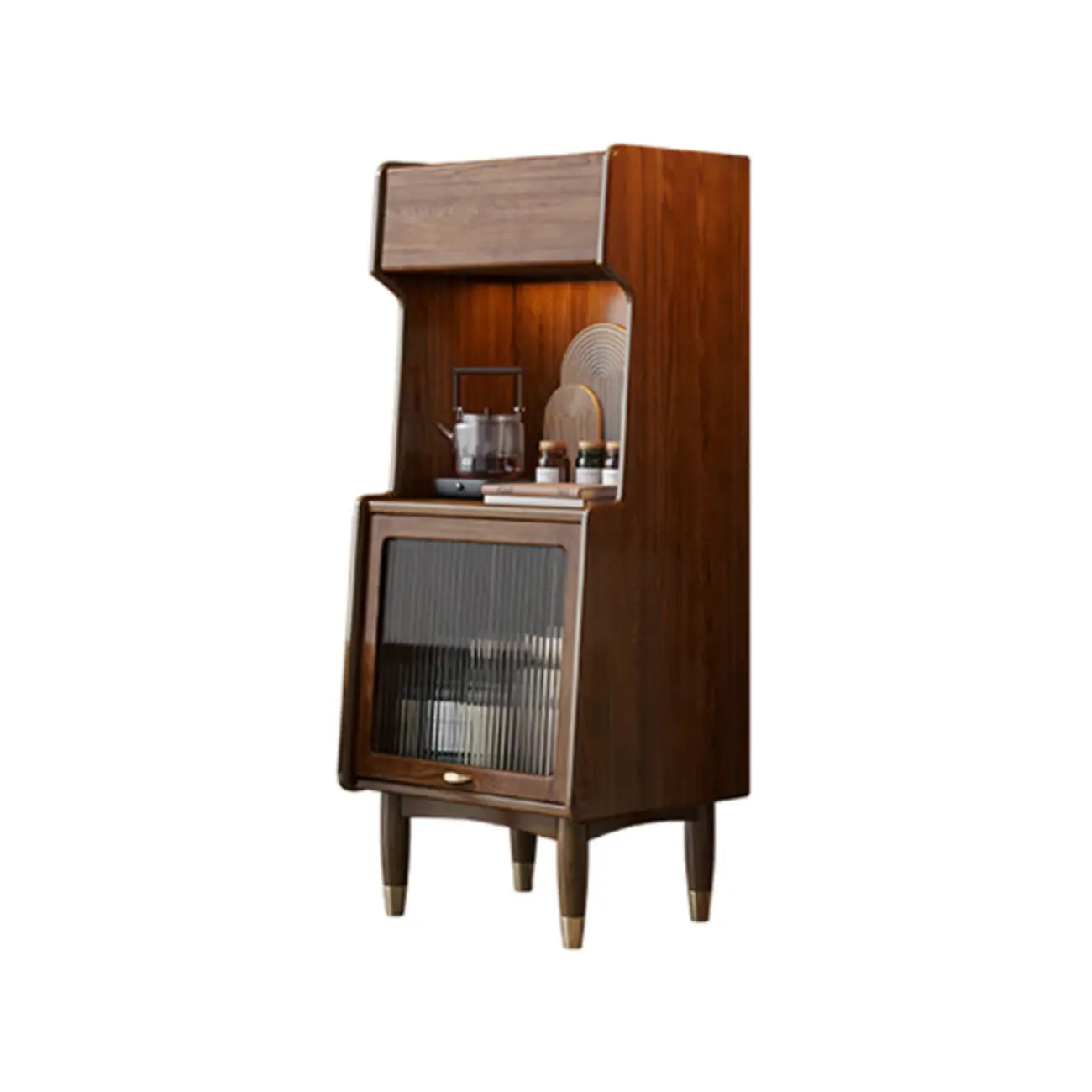 Modern Wooden Brown Wine Cabinet for Living Room Display