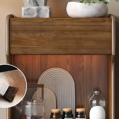 Modern Wooden Brown Wine Cabinet for Living Room Display