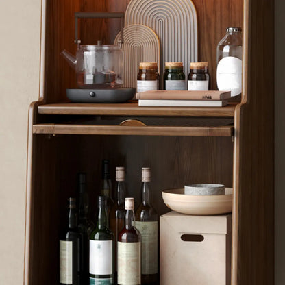 Modern Wooden Brown Wine Cabinet for Living Room Display