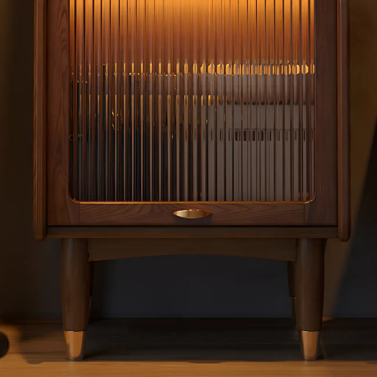 Modern Wooden Brown Wine Cabinet for Living Room Display