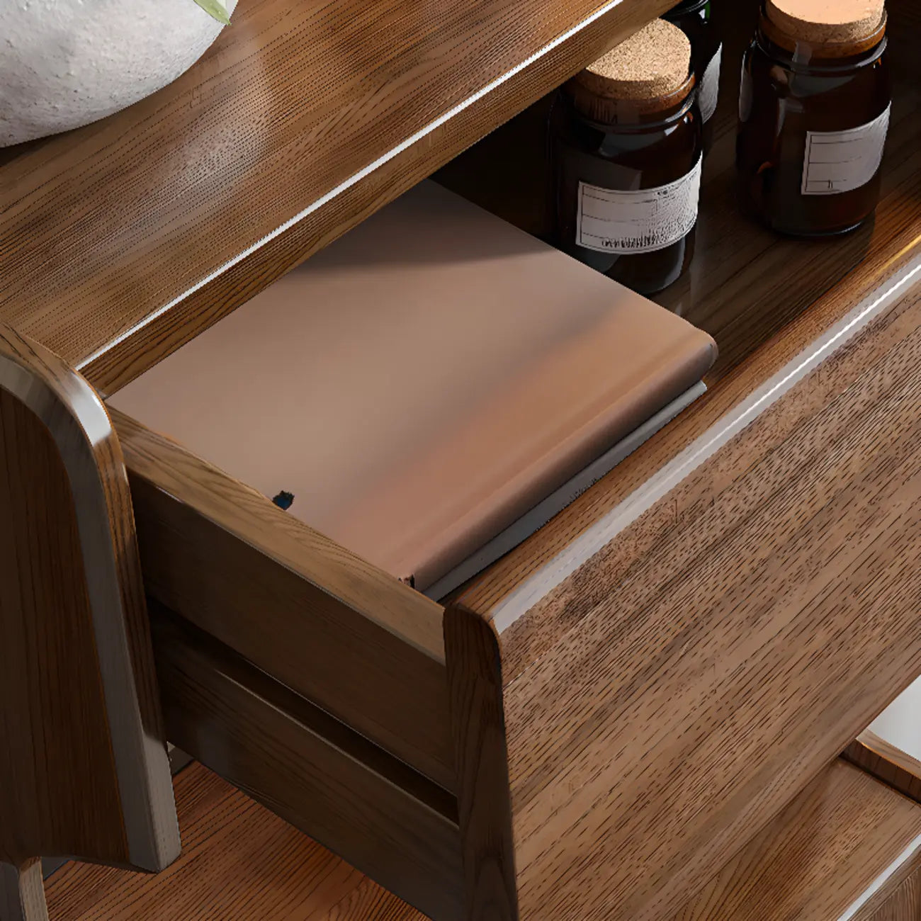 Modern Wooden Brown Wine Cabinet for Living Room Display