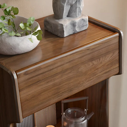 Modern Wooden Brown Wine Cabinet for Living Room Display