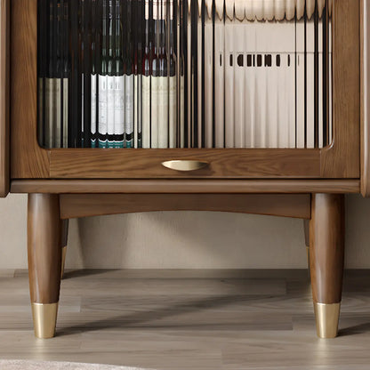 Modern Wooden Brown Wine Cabinet for Living Room Display
