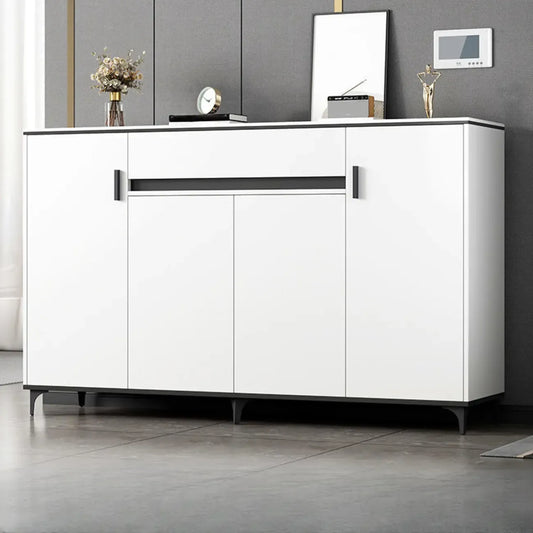 Minimalist Wooden White Kitchen Accent Cabinet with Doors