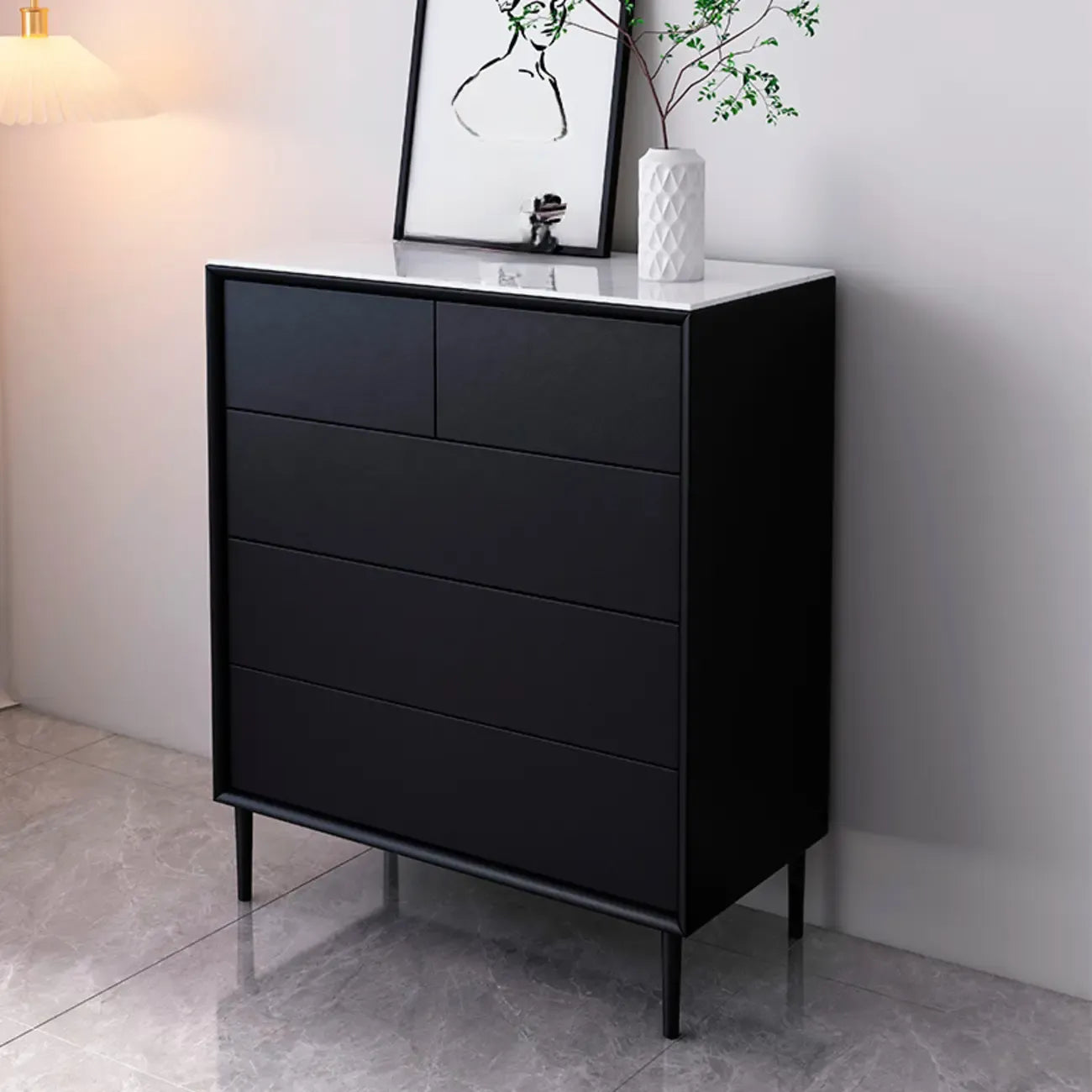 6 Modern Black Accent Cabinet for Bedroom & Living Room
