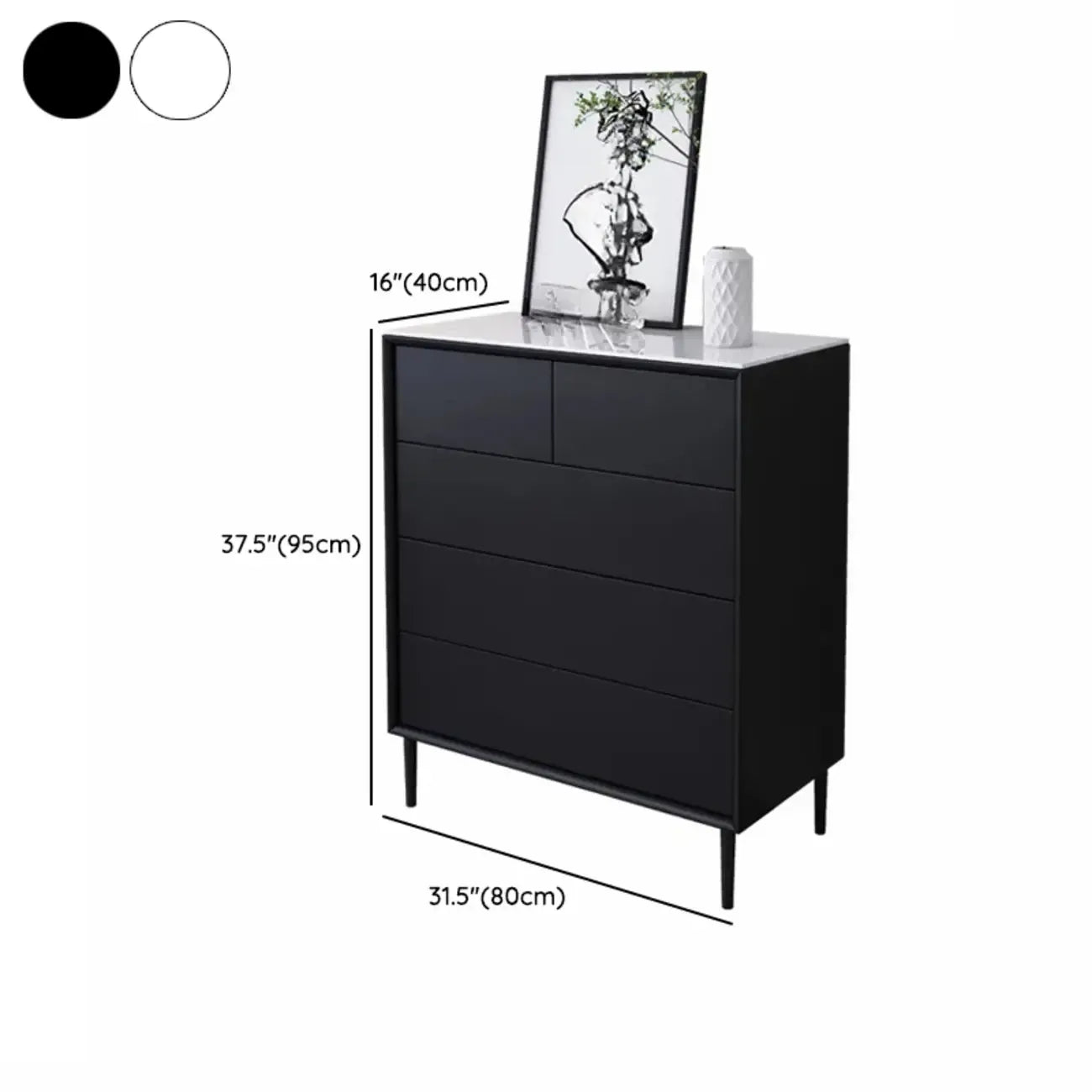 6 Modern Black Accent Cabinet for Bedroom & Living Room