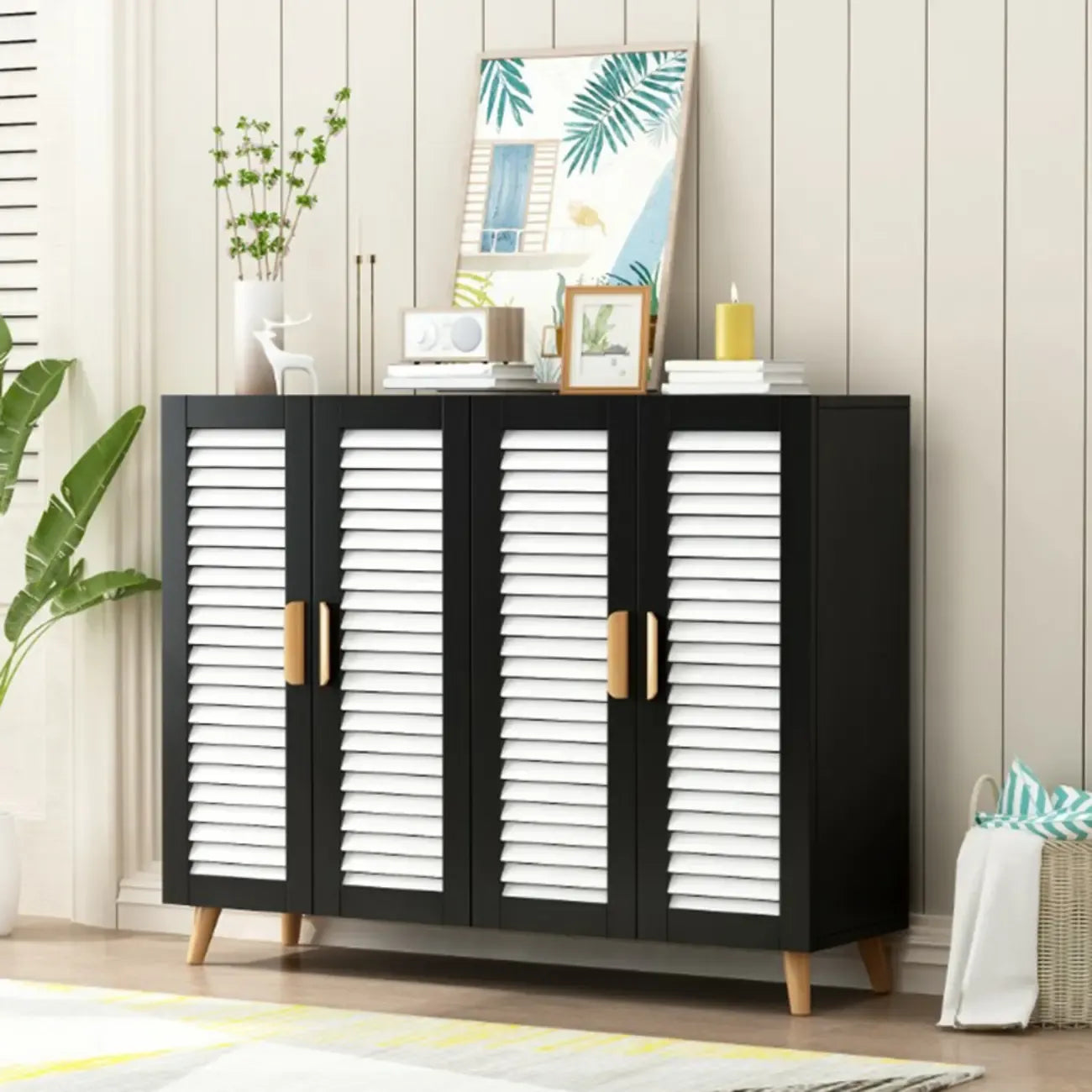 Modern Wooden Ventilated Storage Cabinet with Straight Legs