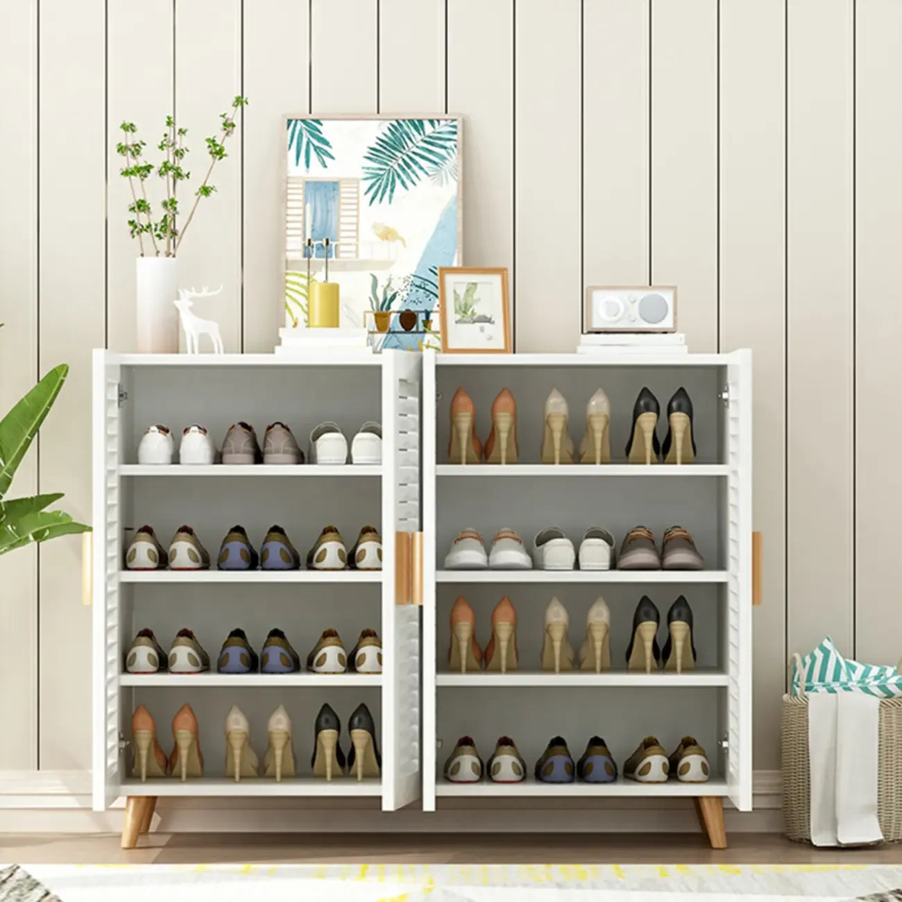 Modern Wooden Ventilated Storage Cabinet with Straight Legs