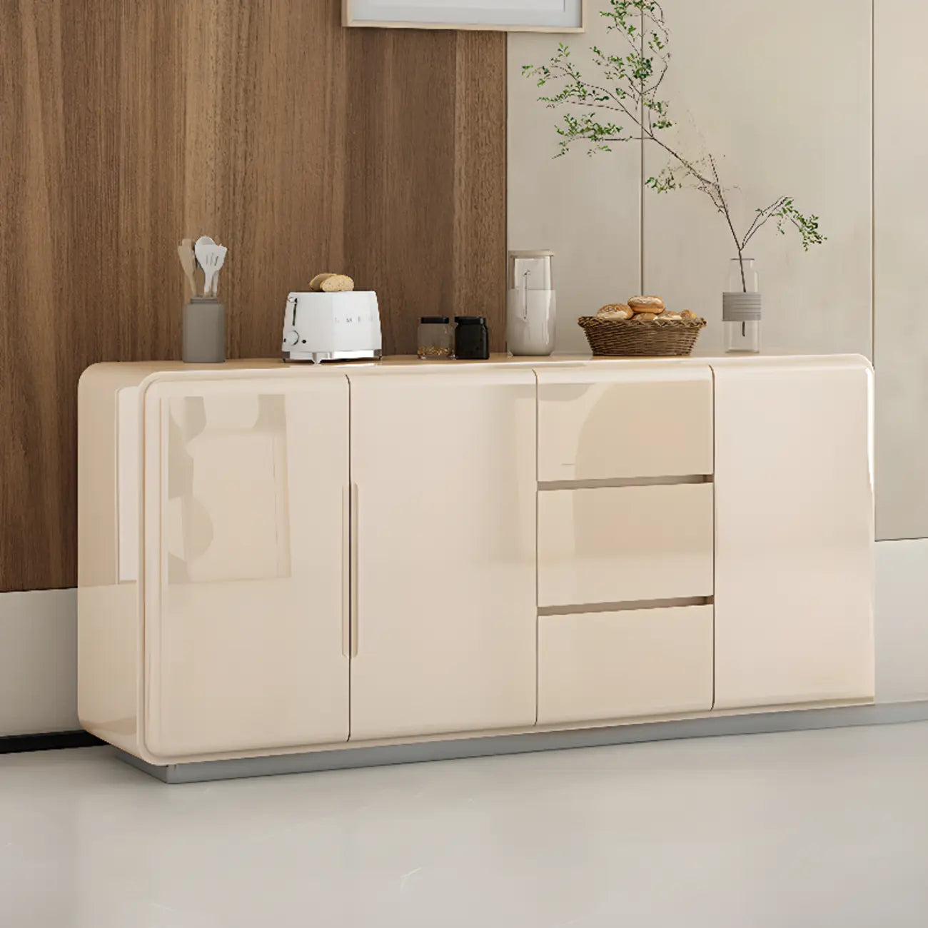 Scandinavian White Sideboard with Drawers & Cabinets