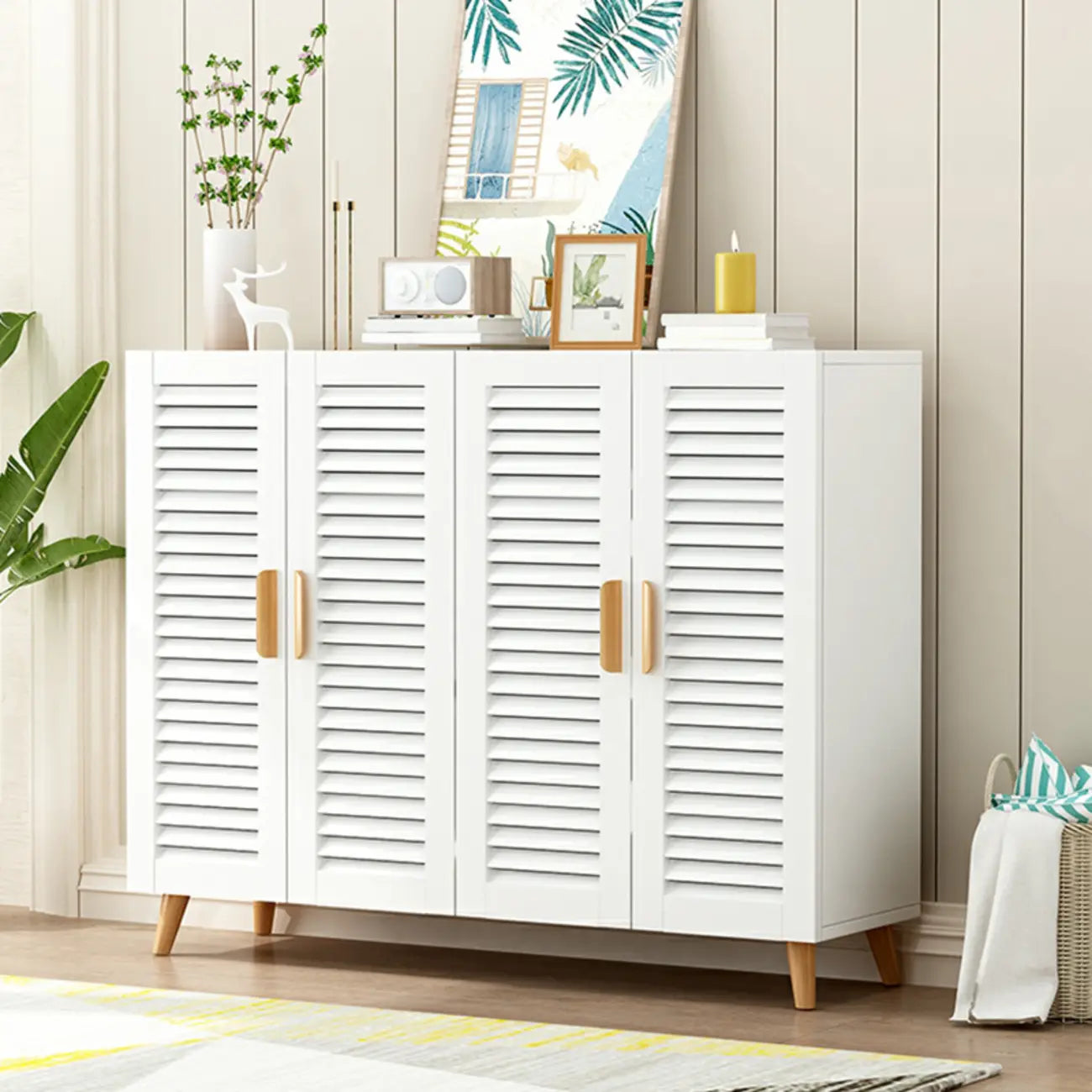 Modern Wooden Ventilated Storage Cabinet with Straight Legs