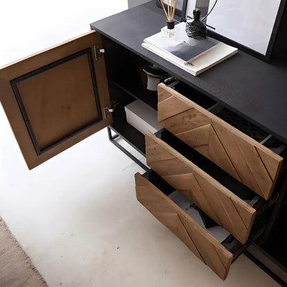 3 Drawers Modern Pine Storage Cabinet for Living Room