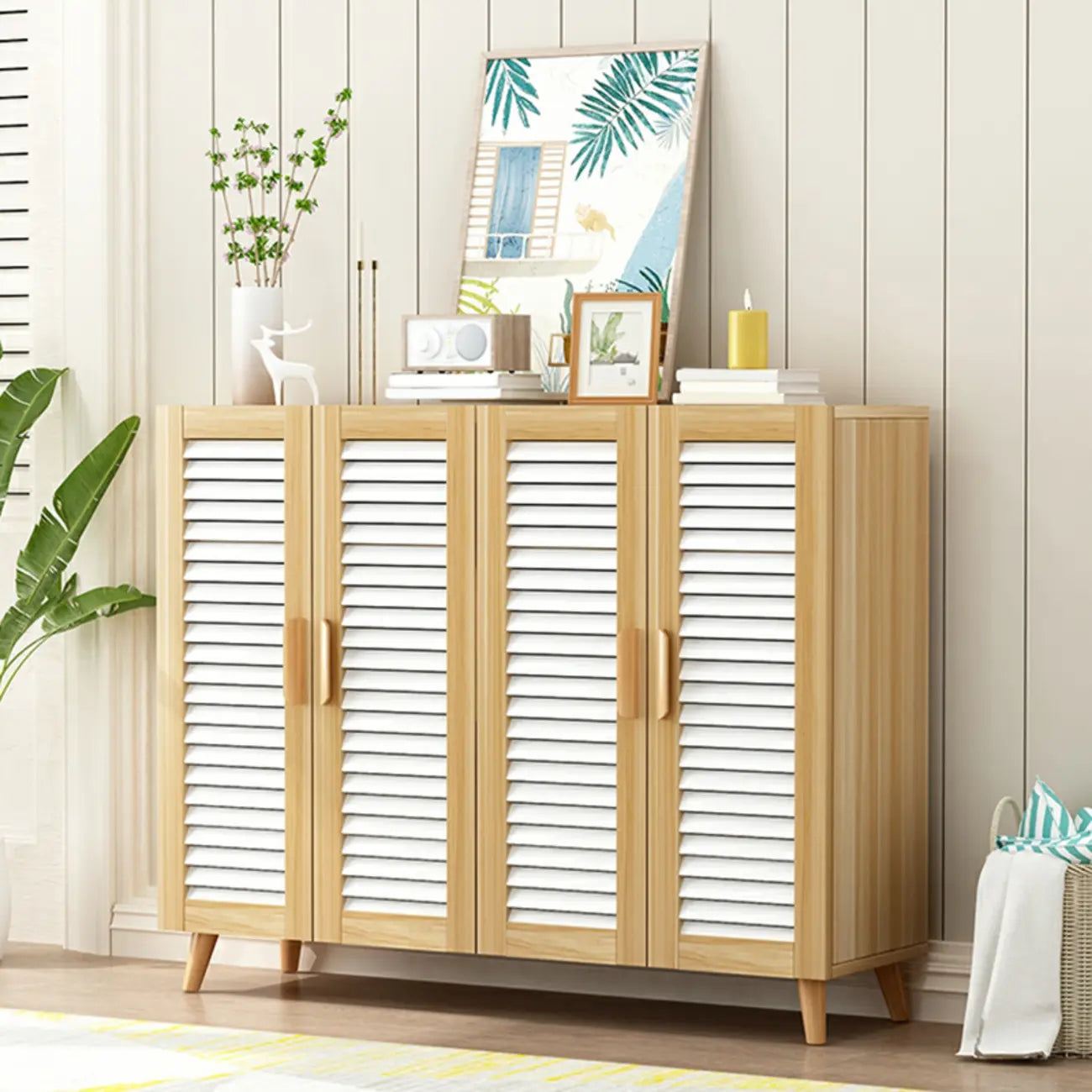 Modern Wooden Ventilated Storage Cabinet with Straight Legs