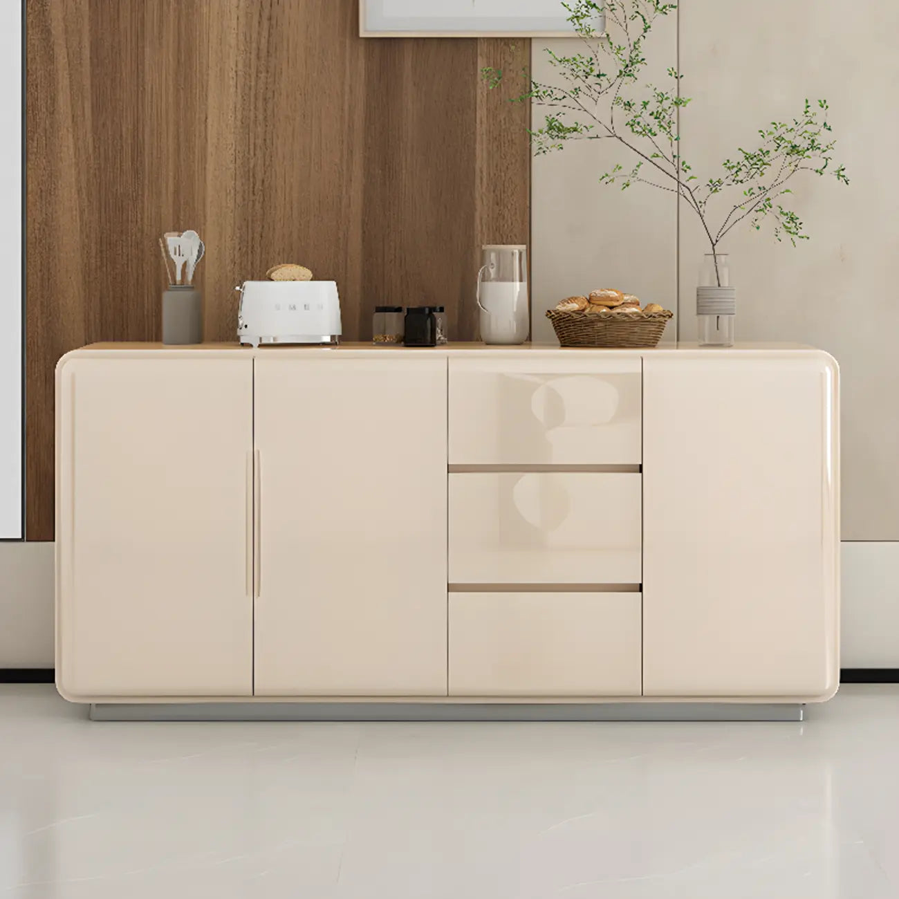 Scandinavian White Sideboard with Drawers & Cabinets