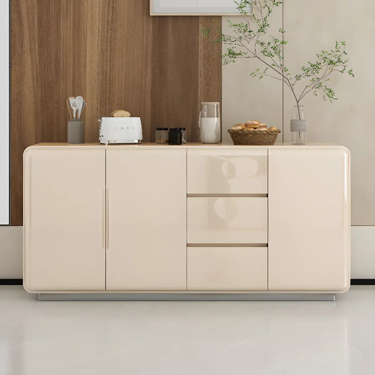 Scandinavian White Sideboard with Drawers & Cabinets