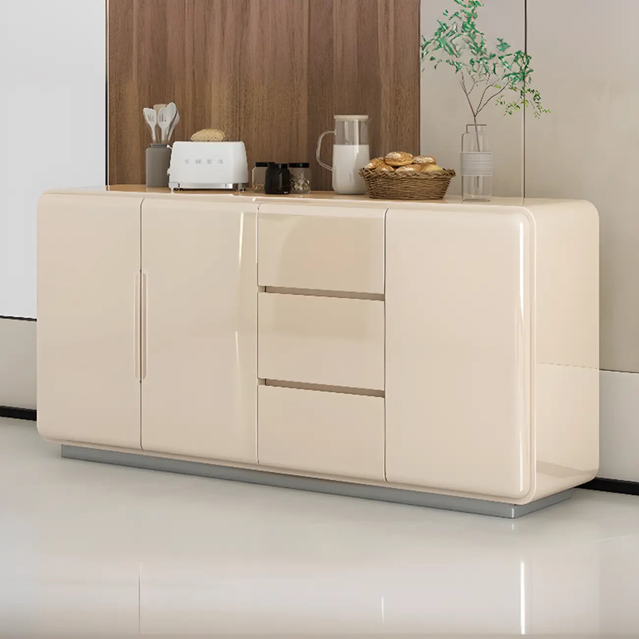 Scandinavian White Sideboard with Drawers & Cabinets