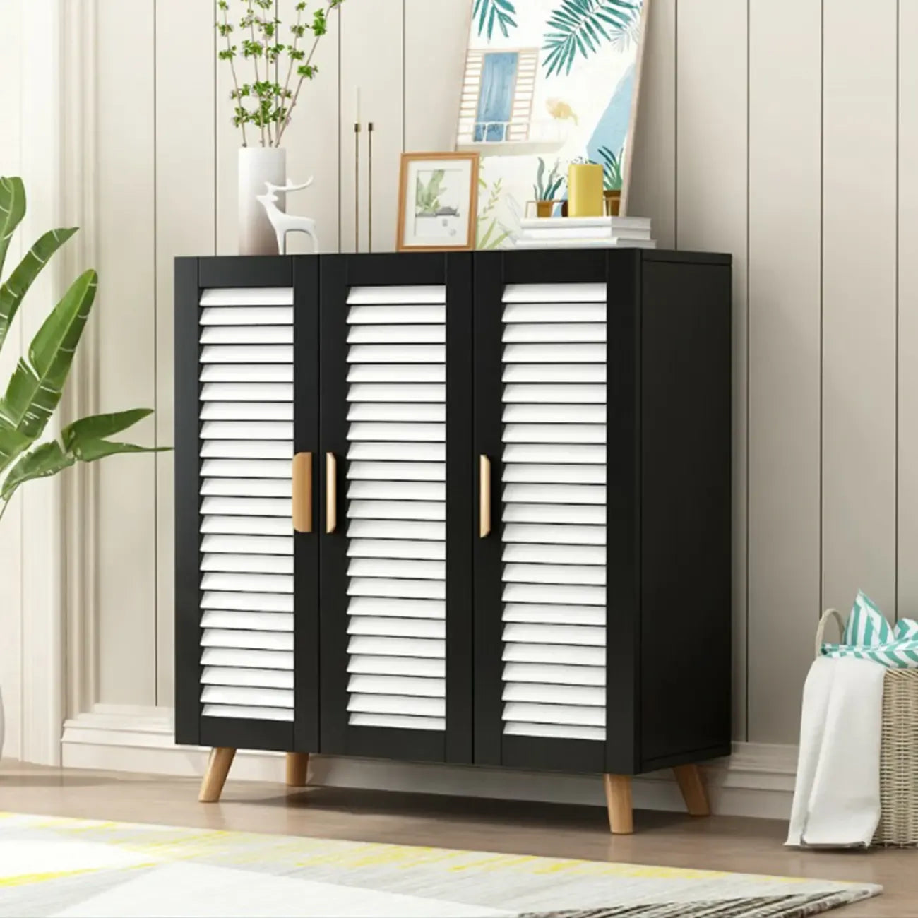Modern Wooden Ventilated Storage Cabinet with Straight Legs