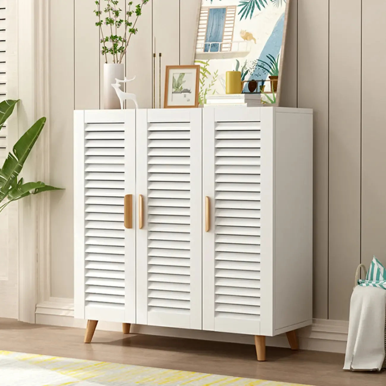 Modern Wooden Ventilated Storage Cabinet with Straight Legs