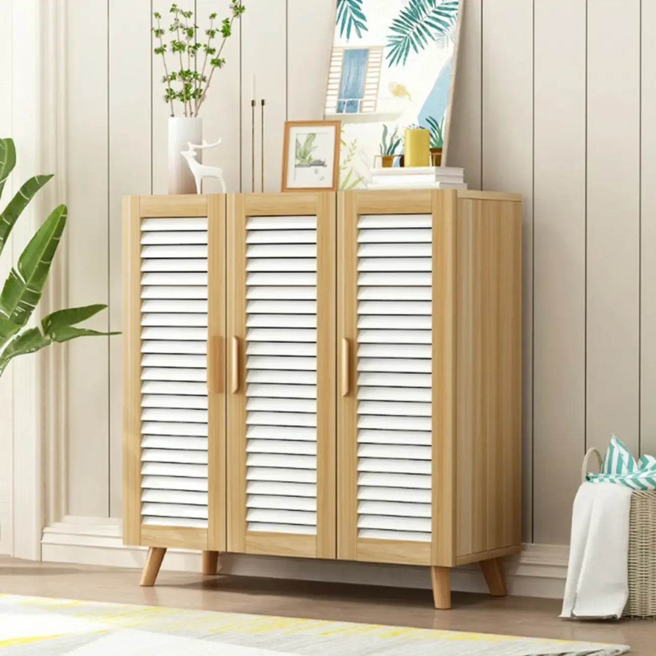 Modern Wooden Ventilated Storage Cabinet with Straight Legs