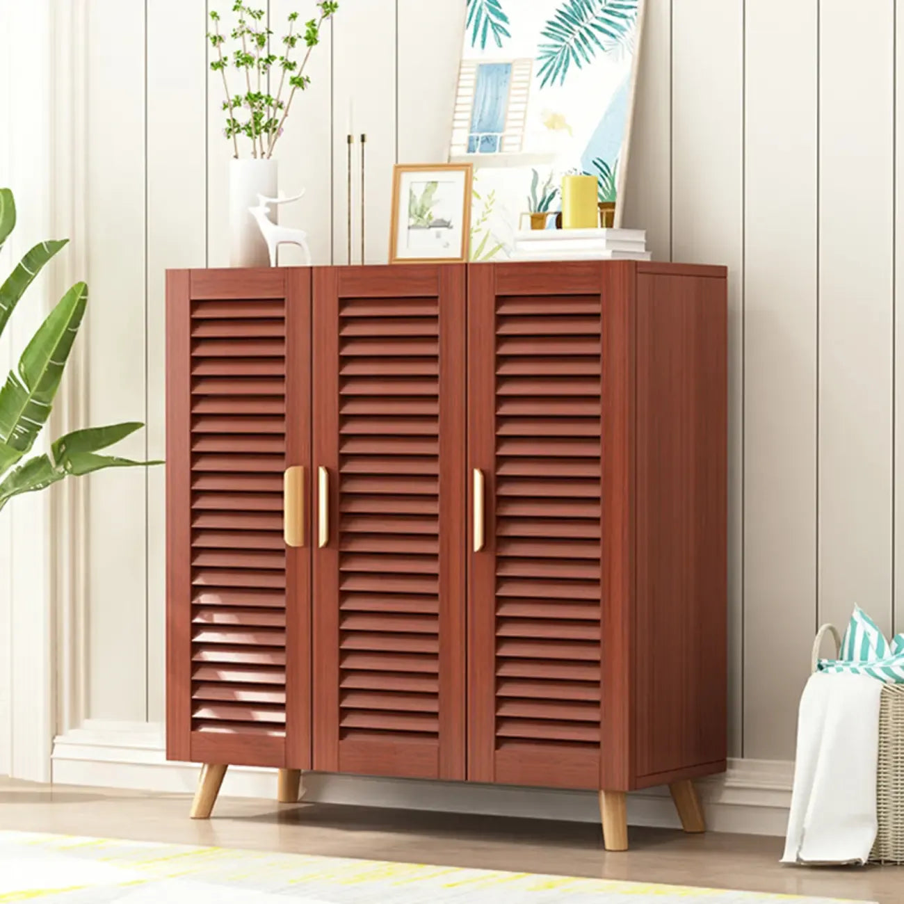 Modern Wooden Ventilated Storage Cabinet with Straight Legs