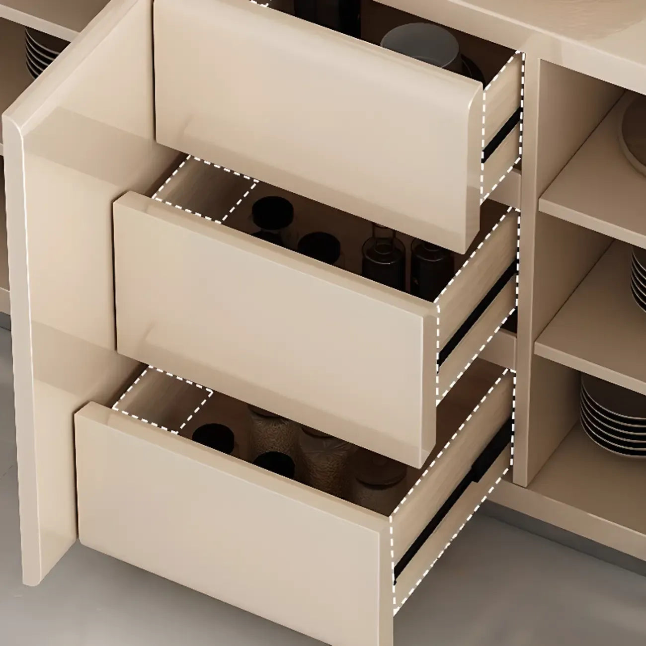 Scandinavian White Sideboard with Drawers & Cabinets