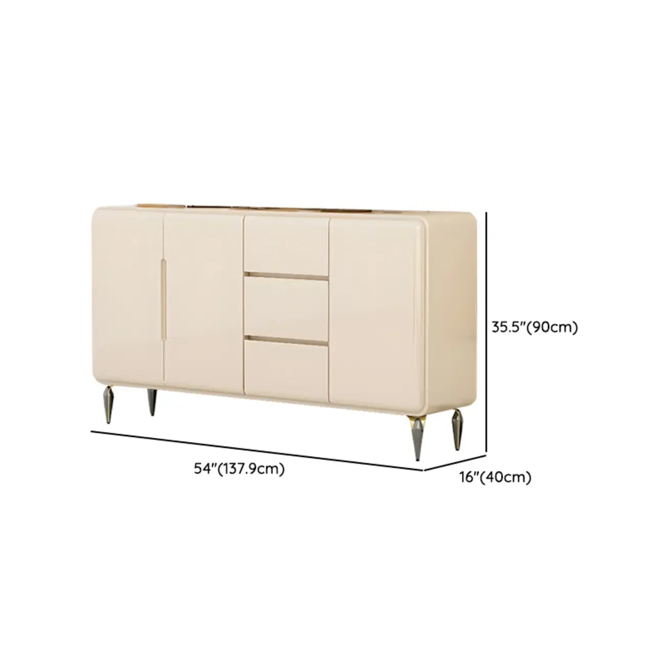 Scandinavian White Sideboard with Drawers & Cabinets