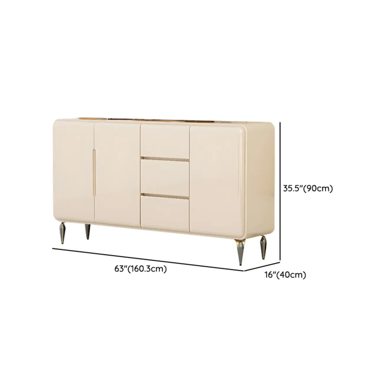 Scandinavian White Sideboard with Drawers & Cabinets