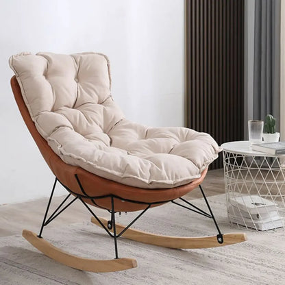 Cotton Upholstered Rocking Chair with Removable Cushions