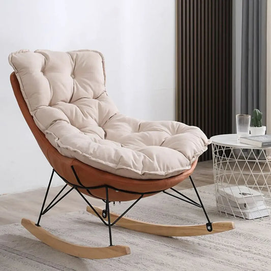 Cotton Upholstered Rocking Chair with Removable Cushions