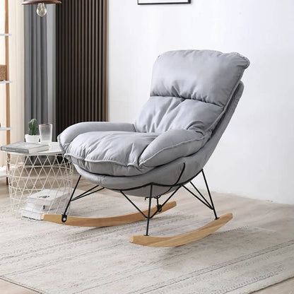 Cotton Upholstered Rocking Chair with Removable Cushions