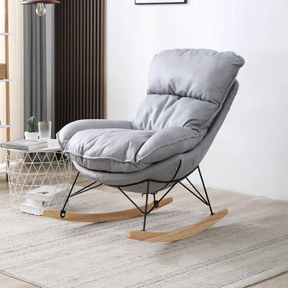 Cotton Upholstered Rocking Chair with Removable Cushions