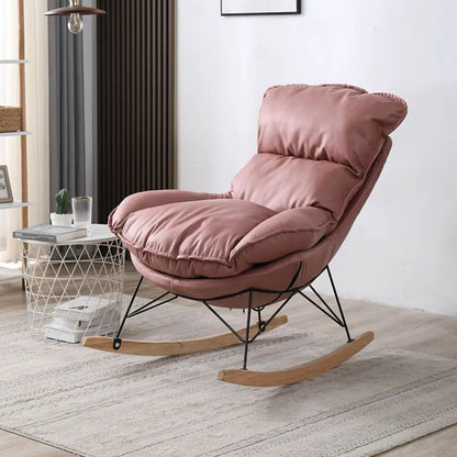 Cotton Upholstered Rocking Chair with Removable Cushions