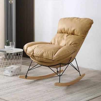Cotton Upholstered Rocking Chair with Removable Cushions