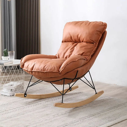 Cotton Upholstered Rocking Chair with Removable Cushions