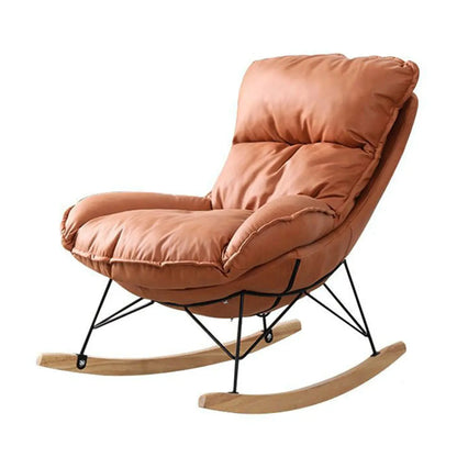 Cotton Upholstered Rocking Chair with Removable Cushions