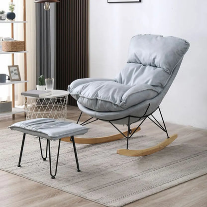 Cotton Upholstered Rocking Chair with Removable Cushions