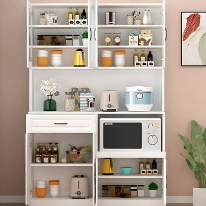 Kitchen White Wood Countertop Open Storage China Cabinet