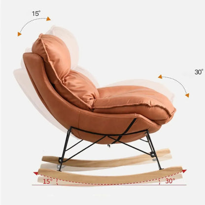 Cotton Upholstered Rocking Chair with Removable Cushions