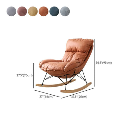 Cotton Upholstered Rocking Chair with Removable Cushions