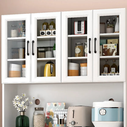 Kitchen White Wood Countertop Open Storage China Cabinet