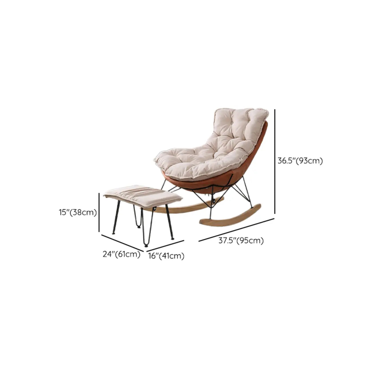 Cotton Upholstered Rocking Chair with Removable Cushions