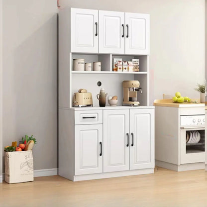 Kitchen White Wood Countertop Open Storage China Cabinet