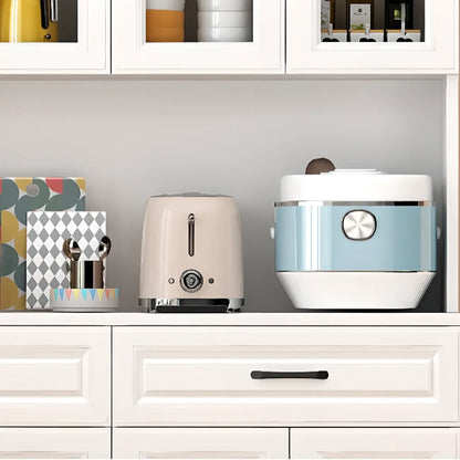 Kitchen White Wood Countertop Open Storage China Cabinet